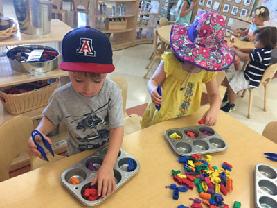 Fine motor Math Room students